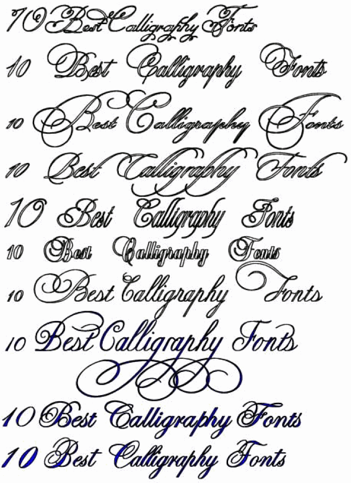 samples of calligraphy fonts